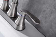 Load image into Gallery viewer, 2-Handle 4-Inch Brushed Nickel Bathroom Faucet, Bathroom Vanity Sink Faucets with Pop-up Drain and Supply Hoses