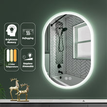 Load image into Gallery viewer, 32X20 Inch Bathroom Mirror with Lights, Anti Fog Dimmable LED Mirror for Wall Touch Control, Frameless Oval Smart Vanity Mirror Vertical Hanging