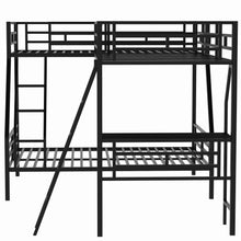 Load image into Gallery viewer, Twin over Full Bunk Bed with a Twin Size Loft Bed attached, with a Desk, Metal, Black