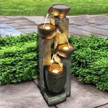 Load image into Gallery viewer, 4-Tier Pots Outdoor Floor Fountain Outdoor Water Fountain for Garden with LED