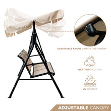 Load image into Gallery viewer, 3-Seater Outdoor Adjustable Canopy Porch Swing Chair for Patio, Garden, Poolside, Balcony w/Armrests, Textilene Fabric, Steel Frame