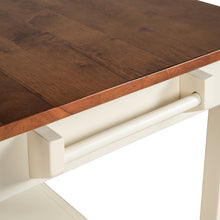 Load image into Gallery viewer, TOPMAX 42" Solid Wood Kitchen Island with Seating, Butch Block Prep Table with Storage, Rubber Wood Dining Table with Drawer and Towel Rack for Small Place, Walnut+Cream White