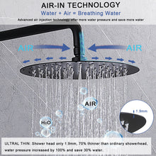Load image into Gallery viewer, Shower System Shower Faucet Combo Set Wall Mounted with 10" Rainfall Shower Head and handheld shower faucet, Matte Black Finish with Brass Valve Rough-In
