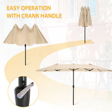 Load image into Gallery viewer, 15x9ft Large Double-Sided Rectangular Outdoor Twin Patio Market Umbrella w/Crank-tan