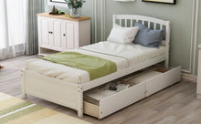 Load image into Gallery viewer, Twin Platform Storage Bed Wood Bed Frame with Two Drawers and Headboard, White (Previous SKU: SF000062KAA)