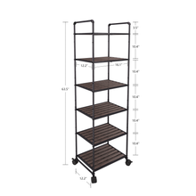 Load image into Gallery viewer, 5-story corner shelf plant flower shelf rack bathroom storage tower industrial style practical storage rack metal frame modern furniture home office