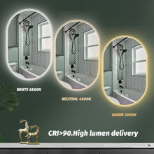 Load image into Gallery viewer, 32X20 Inch Bathroom Mirror with Lights, Anti Fog Dimmable LED Mirror for Wall Touch Control, Frameless Oval Smart Vanity Mirror Vertical Hanging