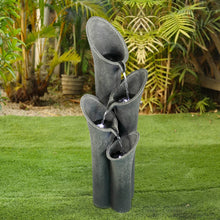Load image into Gallery viewer, 4-Tier Cascading Floor Fountain Indoor Outdoor Waterfall Feature with LED