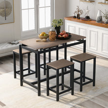 Load image into Gallery viewer, TREXM 5-Piece Kitchen Counter Height Table Set, Dining Table with 4 Chairs (Dark Brown)
