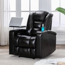 Load image into Gallery viewer, Orisfur. Power Motion Recliner with USB Charging Port and 360° Swivel Tray Table, Home Theater Chair with Cup Holders design and Hidden Arm Storage
