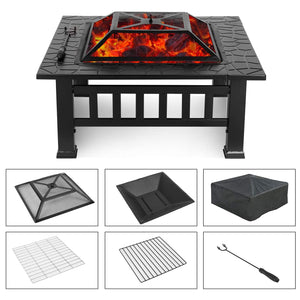 Upland Charcoal Fire Pit with Cover-Antique Finish