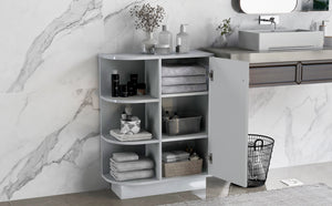 Open Style Shelf Cabinet with Adjustable Plates Ample Storage Space Easy to Assemble, Gray