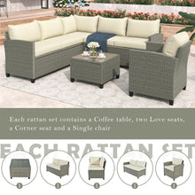 Load image into Gallery viewer, U_STYLE Patio Furniture Set, 5 Piece Outdoor Conversation Set，with Coffee Table, Cushions and Single Chair
