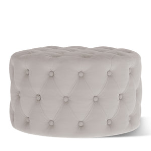 [New] 29.5"Wide Classic Button Tufted Velvet Round Ottoman Living Room Footrest Without Storage