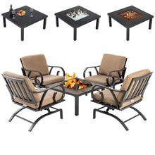 Load image into Gallery viewer, LAUSIANT Home 5 Piece Luxury Outdoor Furniture Conversation Set,Patio Rocking Chairs with Fire Table Pits,Bistro Sets for Balcony Yard Garden，Weight Capacity 350Lbs
