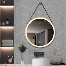 Load image into Gallery viewer, 32 Inch Golden Round Frame with Lamp Hanging Bathroom Mirror
