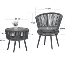 Load image into Gallery viewer, Modern outdoor table and chair woven-belt rope wicker hand-make weaving furniture Swivel Rope Chair 3PCS Rattan Chair
