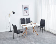 Load image into Gallery viewer, A set of 4 leather dining chairs with cushion and high back, painted metal legs, suitable for dining room, kitchen and living room X4 (BLACK)
