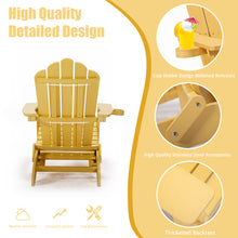 Load image into Gallery viewer, TALE Folding Adirondack Chair with Pullout Ottoman with Cup Holder, Oversized, Poly Lumber,  for Patio Deck Garden, Backyard Furniture, Easy to Install,YELLOW. Banned from selling on Amazon
