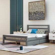 Load image into Gallery viewer, Wood platform bed with two drawers, full (gray)
