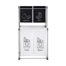 Load image into Gallery viewer, Laundry Hamper 2 Tier Laundry Sorter with 4 Removable Bags for Organizing Clothes, Laundry, Lights, Darks
