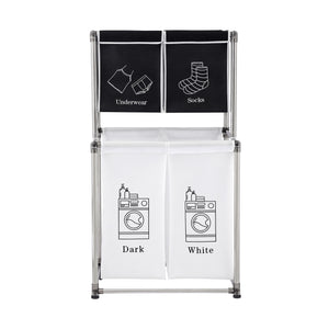 Laundry Hamper 2 Tier Laundry Sorter with 4 Removable Bags for Organizing Clothes, Laundry, Lights, Darks
