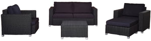 5 Piece Rattan Sectional Seating Group with Cushions (Color:DARK BROWN)
