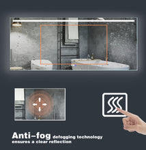 Load image into Gallery viewer, Led Light Bathroom Mirror for Vanity, 72x30 Inch Anti Fog Large Lighted Makeup Mirror,Dimmable, 90+CRI, Latest Z-Bar Installation, Horizontal Hanging Wall Mounted Way
