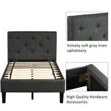 Load image into Gallery viewer, Upholstered Button Tufted Platform Bed with Strong Wood Slat Support (Twin, Gray)
