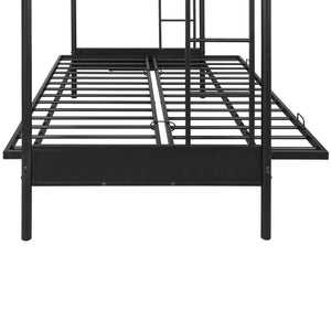 Twin over Full Metal Bunk Bed, Multi-Function,Black