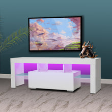 Load image into Gallery viewer, White morden TV Stand with LED Lights,high glossy front TV Cabinet,can be assembled in Lounge Room, Living Room or Bedroom,color:WHITE
