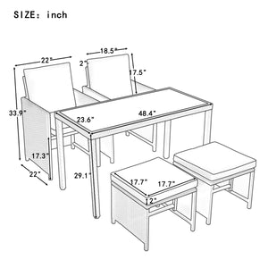 TOPMAX 5-Piece Rattan Outdoor Patio Furniture Set