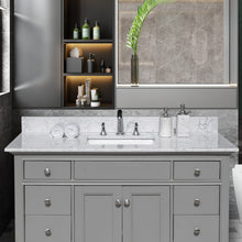 Load image into Gallery viewer, Montary 49&quot;x 22&quot; bathroom stone vanity top carrara jade  engineered marble color with undermount ceramic sink and 3 faucet hole with backsplash
