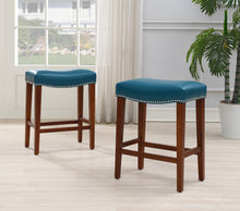 Load image into Gallery viewer, Blue Leather Barstool 2 pcs Set
