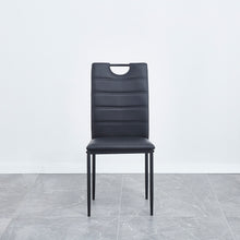 Load image into Gallery viewer, A set of 4 leather dining chairs with cushion and high back, painted metal legs, suitable for dining room, kitchen and living room X4 (BLACK)
