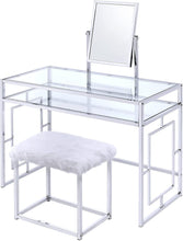 Load image into Gallery viewer, ACME Carenze II Curio Cabinet in White Faux Fur &amp; Chrome 90314
