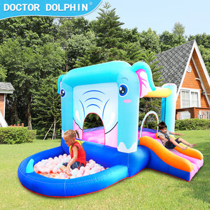 Oxford Fabric 420D+840D Blue Elephant inflatable castle bounce house  slide and jumping  with 350W Blower