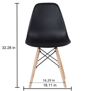 Black simple fashion leisure plastic chair environmental protection PP material thickened seat surface solid wood leg dressing stool restaurant outdoor cafe chair set of 2