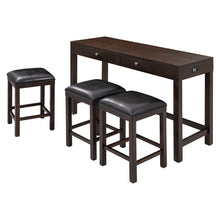 Load image into Gallery viewer, TOPMAX 4-Piece Counter Height Table Set with Socket and Leather Padded Stools, Espresso
