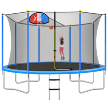 Load image into Gallery viewer, 14FT Trampoline for Kids with Safety Enclosure Net, Basketball Hoop and Ladder, Easy Assembly Round Outdoor Recreational Trampoline
