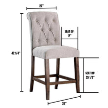 Load image into Gallery viewer, Dining Room Furniture Rustic Style Set of 2 Counter Height Chairs Beige Rustic Oak Legs Chenille Fabric Upholstered Tufted Kitchen Breakfast
