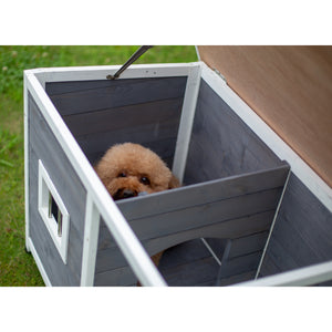Medium Outdoor Puppy Dog Kennel ,Waterproof Dog Cage, Wooden Dog House with Porch Deck