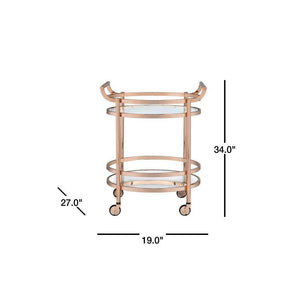 ACME Lakelyn Serving Cart, Rose Gold & Clear Glass 98192