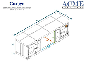ACME Cargo Bench (Storage), Gray Fabric & Red 35956