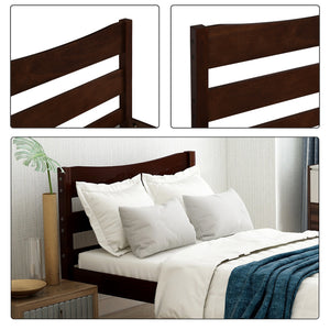 【Not allowed to sell to Walmart】Twin Size Wood Platform Bed with Headboard and Wooden Slat Support (Espresso)