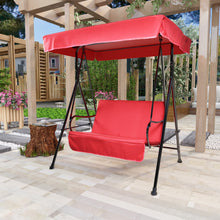 Load image into Gallery viewer, 2-Seat Outdoor Patio Porch Swing Chair, Porch Lawn Swing With Removable Cushion And Convertible Canopy, Red
