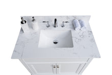 Load image into Gallery viewer, Montary 37inch bathroom vanity top stone carrara white new style tops with rectangle undermount ceramic sink and single faucet hole

