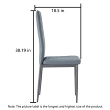 Load image into Gallery viewer, Light Gray modern minimalist dining chair fireproof leather sprayed metal pipe diamond grid pattern restaurant home conference chair set of 6
