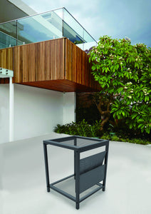 Outdoor Patio Furniture Set  Garden Armchair Coffee Side Table,Black Frame, Modern Design
