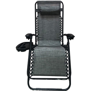 Zero Gravity Chair Case Lounge Outdoor Patio Beach Pool Garden Utility Tray Cup Holder Gray